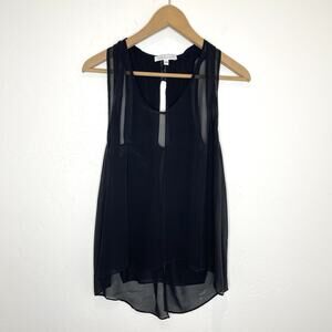 Vallarino Saltonstall Sheer Layered Sleeveless Top Womens XS Black